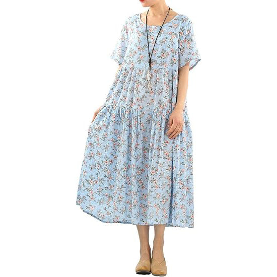 Minibee Women's Bohemian Maxi Dress Summer Short Sleeve Boho Dresses minibee Minibee Women's Bohemian Maxi Dress Summer Short Sleeve Boho Dresses minibee