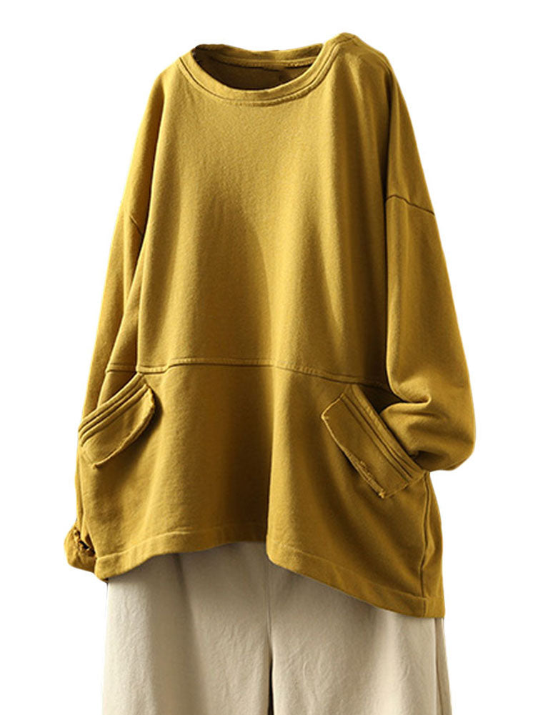 Minibee Women's Oversized Sweatshirt Crewneck Long Sleeve Cotton Pullover Tops