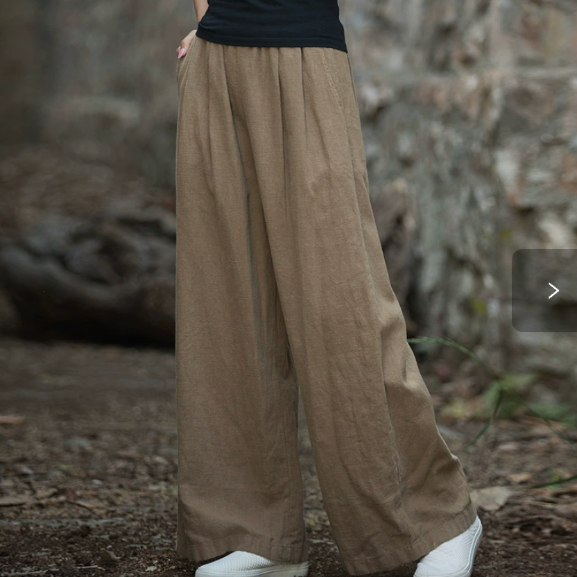 Cotton and Linen Hemp Autumn Women's Ramie Big Foot Pants Women's Linen Wide Leg Pants