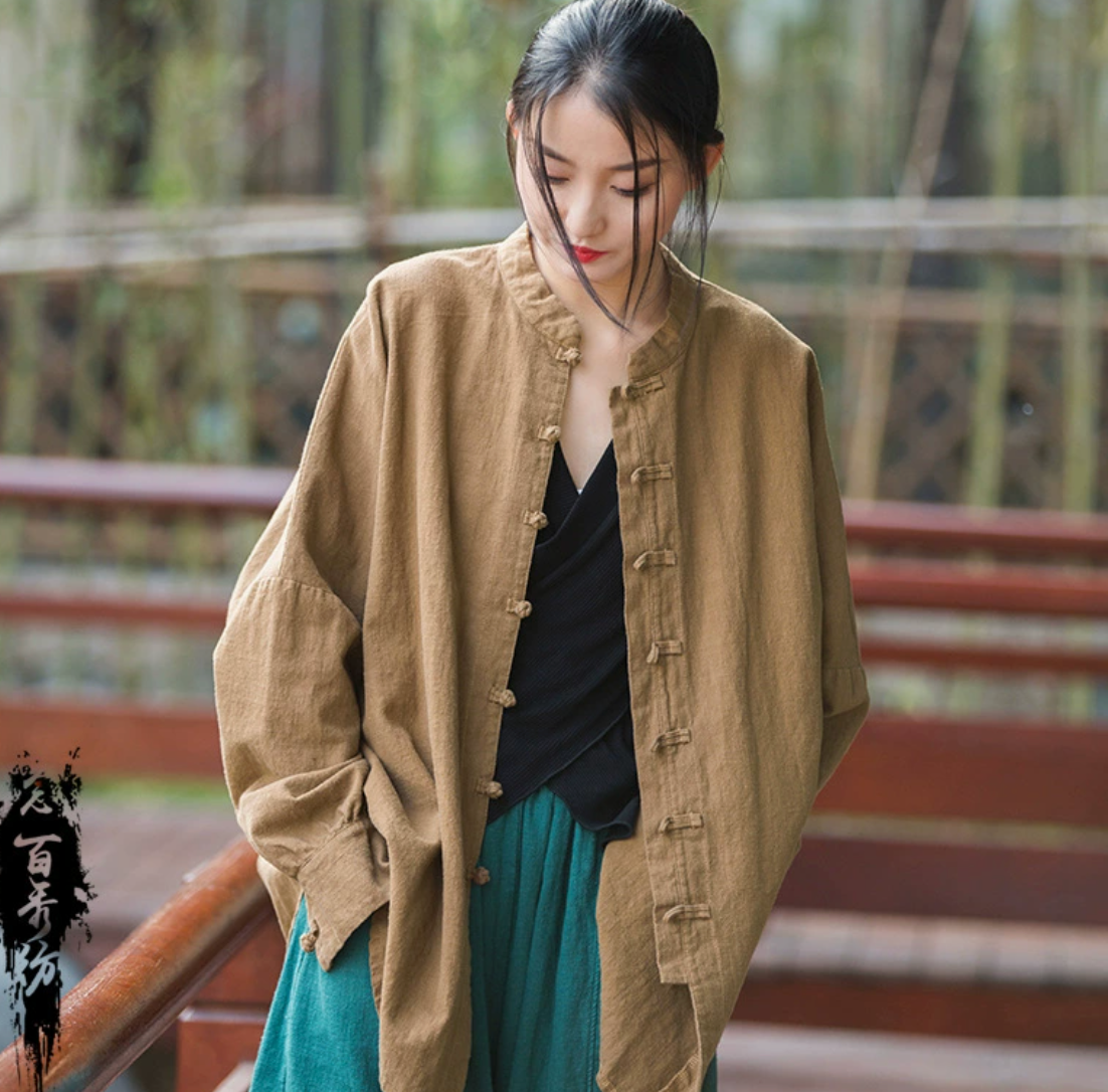 Autumn cotton and linen women's clothing new style ramie cardigan women's coat