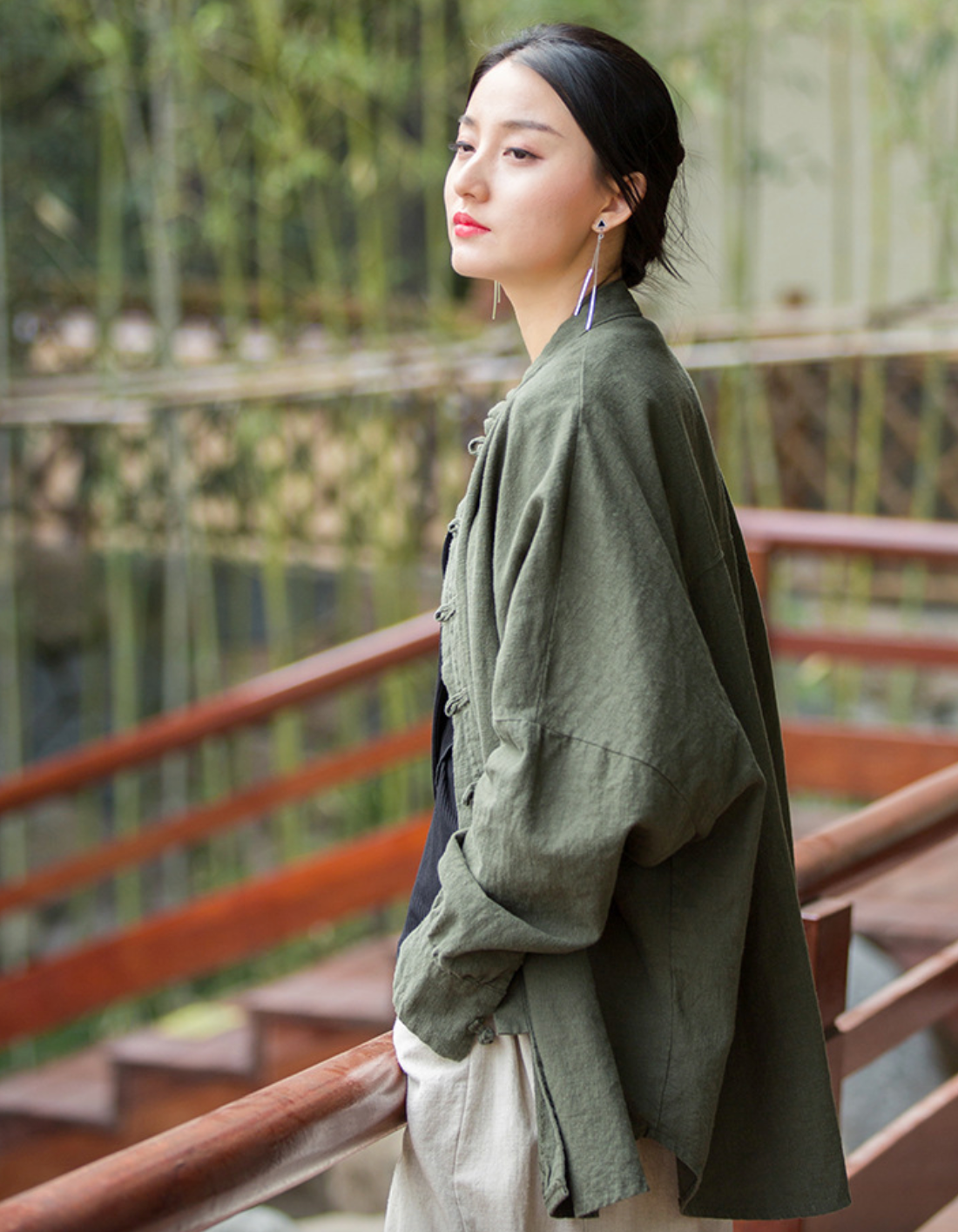Autumn cotton and linen women's clothing new style ramie cardigan women's coat
