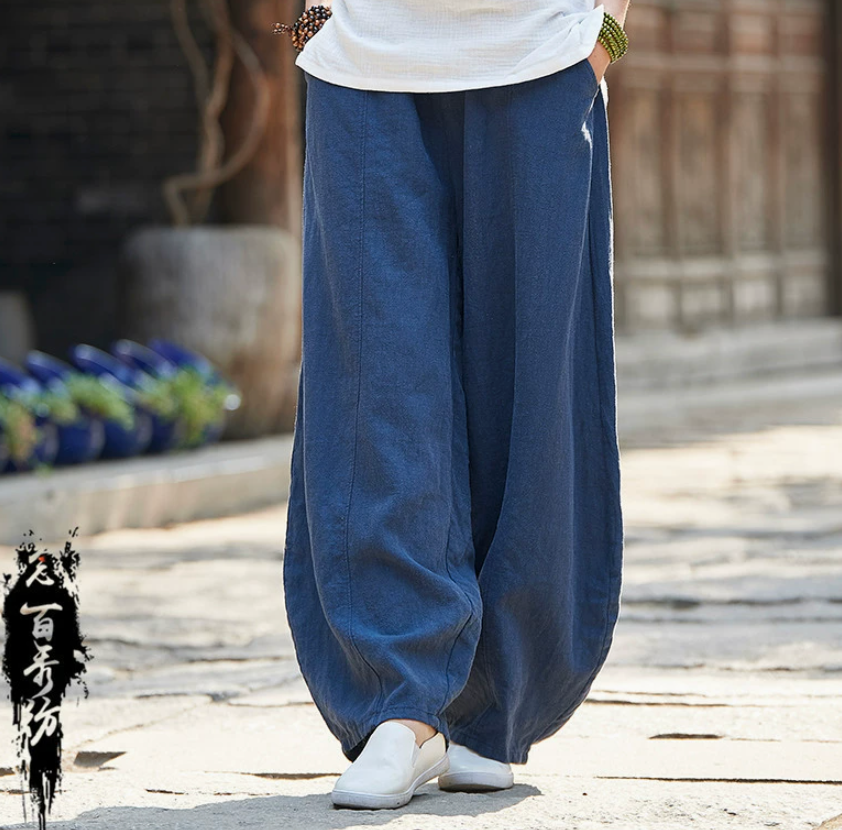 Cotton and Linen Autumn women's casual lantern pants long pants