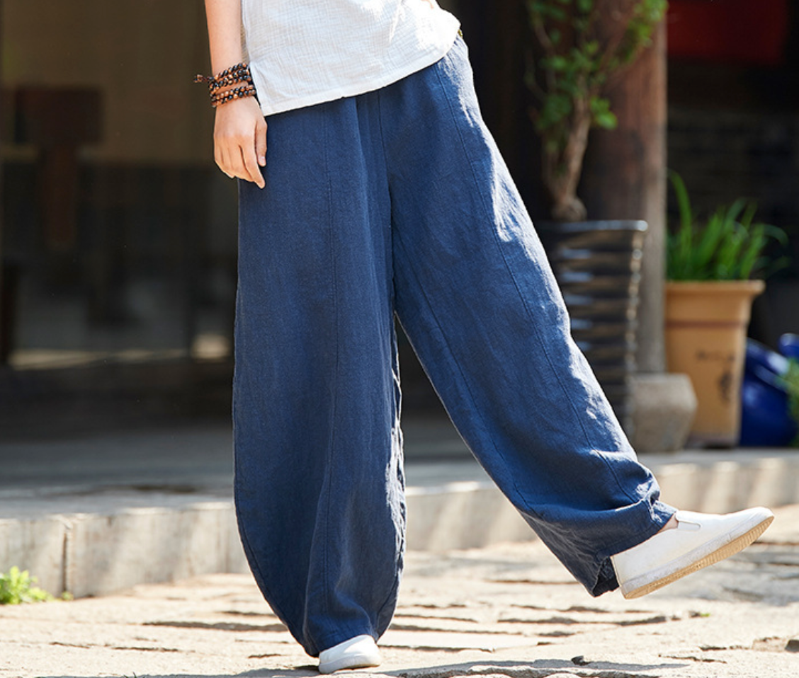 Cotton and Linen Autumn women's casual lantern pants long pants