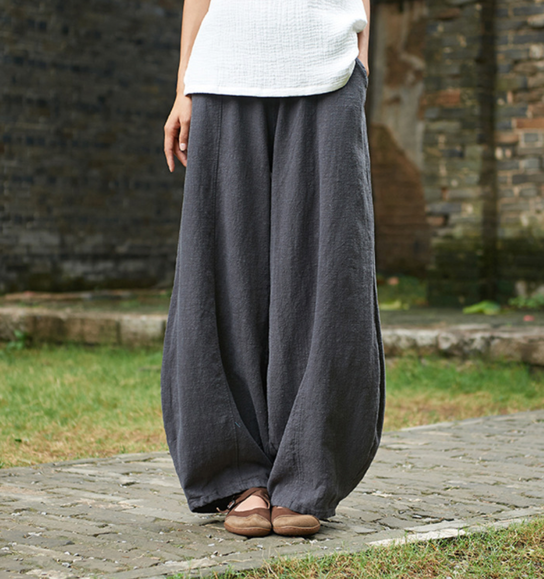 Cotton and Linen Autumn women's casual lantern pants long pants