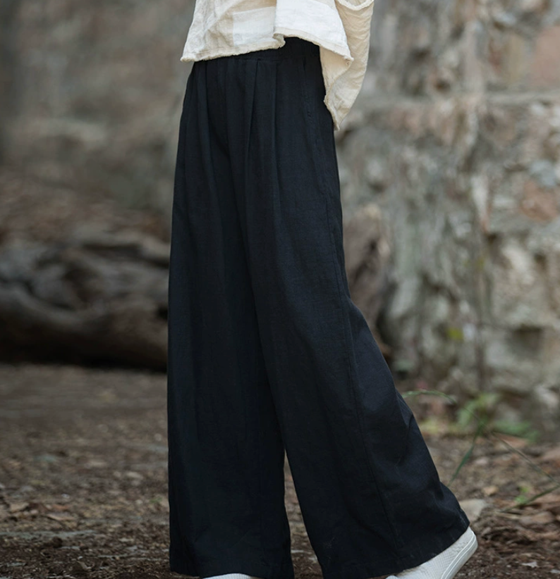 Cotton and Linen Hemp Autumn Women's Ramie Big Foot Pants Women's Linen Wide Leg Pants