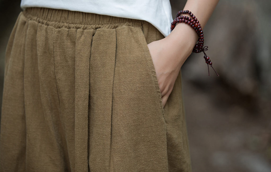 Cotton and Linen Hemp Autumn Women's Ramie Big Foot Pants Women's Linen Wide Leg Pants