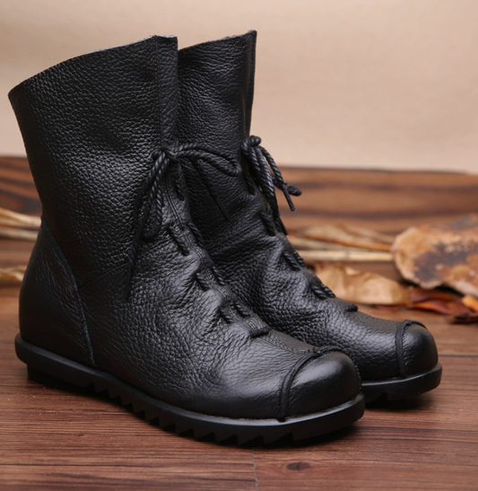 New short boots, genuine leather Martin boots, warm leather boots, thick heels, soft soles, midsole women's boots