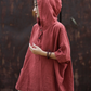 Cotton and Hemp Autumn  Women's New Style Pan Button Hooded Women's Half Sleeve T-shirt