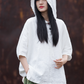Cotton and Hemp Autumn  Women's New Style Pan Button Hooded Women's Half Sleeve T-shirt