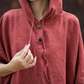 Cotton and Hemp Autumn  Women's New Style Pan Button Hooded Women's Half Sleeve T-shirt