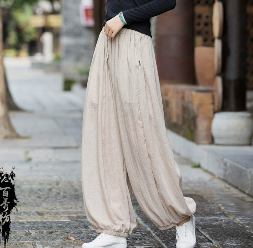 Cotton and Linen Autumn  women's clothing new lantern pants for women