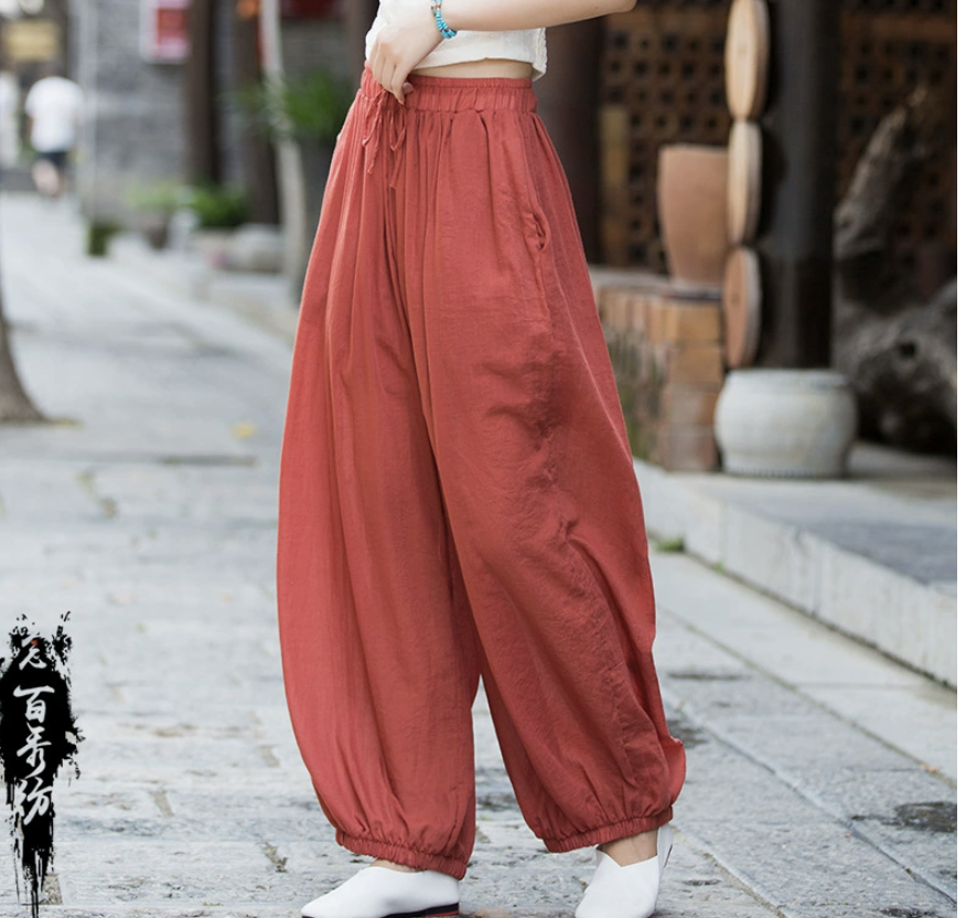 Cotton and Linen Autumn  women's clothing new lantern pants for women