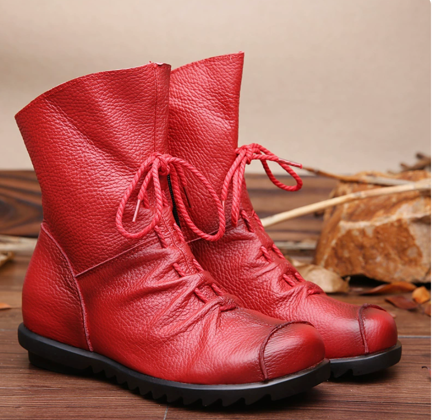 New short boots, genuine leather Martin boots, warm leather boots, thick heels, soft soles, midsole women's boots