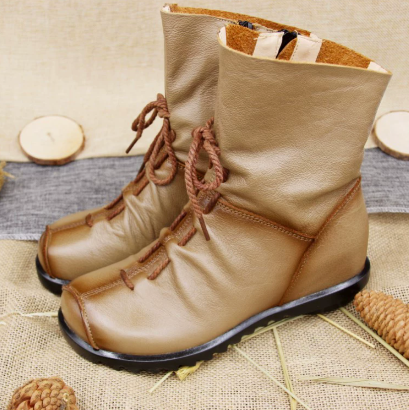 New short boots, genuine leather Martin boots, warm leather boots, thick heels, soft soles, midsole women's boots
