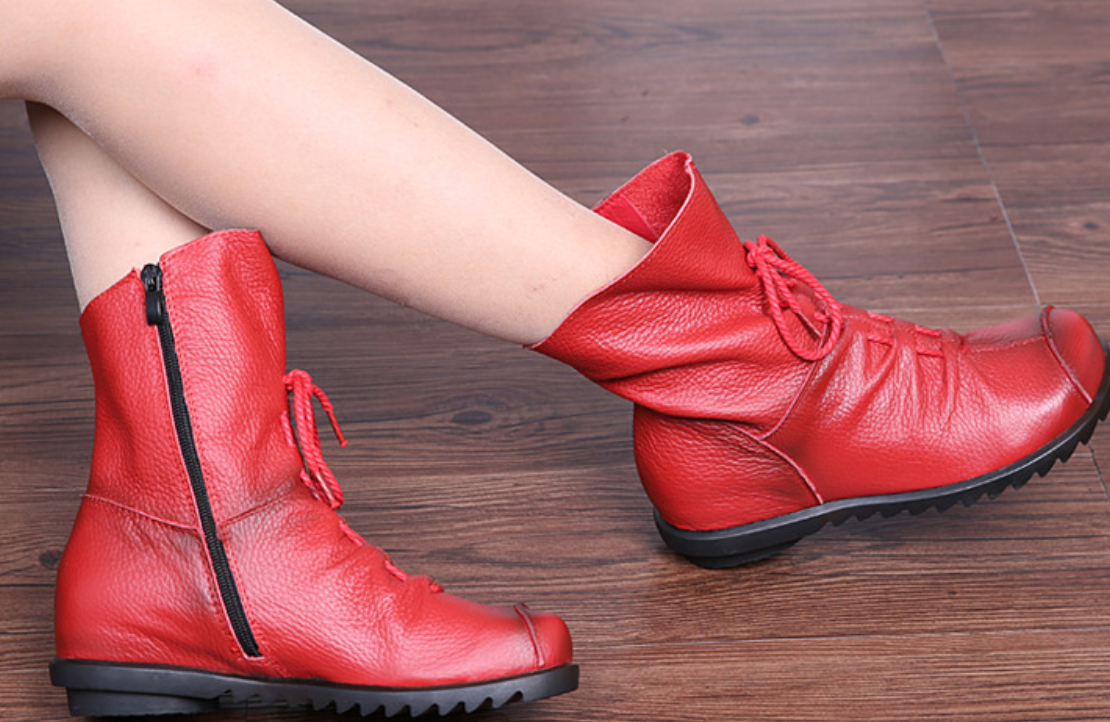 New short boots, genuine leather Martin boots, warm leather boots, thick heels, soft soles, midsole women's boots