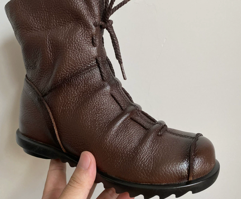 New short boots, genuine leather Martin boots, warm leather boots, thick heels, soft soles, midsole women's boots