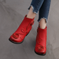 Autumn and winter styles with thick heel, genuine leather, medium heel, Martin boots, hand sewn floral short boots