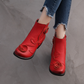 Autumn and winter styles with thick heel, genuine leather, medium heel, Martin boots, hand sewn floral short boots