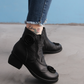 Autumn and winter styles with thick heel, genuine leather, medium heel, Martin boots, hand sewn floral short boots