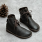 Vintage leather Martin boots with round toe and versatile British style short boots for women