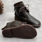 Vintage leather Martin boots with round toe and versatile British style short boots for women