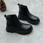 Handmade thick soled leather short boots for women's autumn and winter new round toe cowhide boots