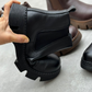 Handmade thick soled leather short boots for women's autumn and winter new round toe cowhide boots