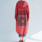 Large size women's spring hooded sweatshirt with loose print and long skirt with gradient irregularity