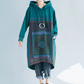 Large size women's spring hooded sweatshirt with loose print and long skirt with gradient irregularity