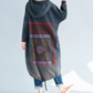 Large size women's spring hooded sweatshirt with loose print and long skirt with gradient irregularity