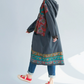 New ethnic style mid length dress with large print casual hooded sweatshirt