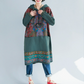 New ethnic style mid length dress with large print casual hooded sweatshirt