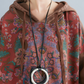 New ethnic style mid length dress with large print casual hooded sweatshirt