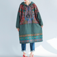 New ethnic style mid length dress with large print casual hooded sweatshirt