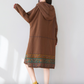 New ethnic style mid length dress with large print casual hooded sweatshirt