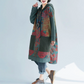 Oversized women's hooded mid length hoodie, ethnic style retro vintage vintage dress