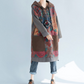 Oversized women's hooded mid length hoodie, ethnic style retro vintage vintage dress