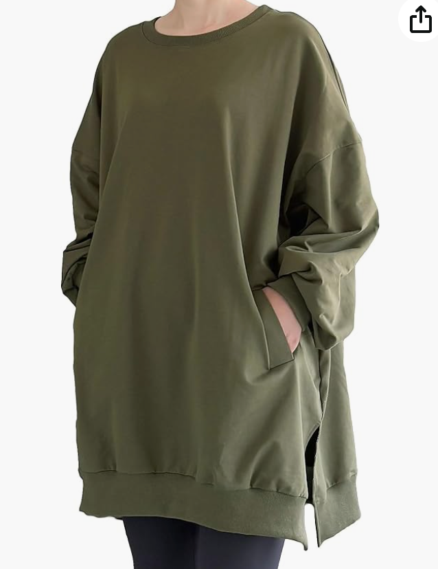 Minibee Women's Oversized Sweatshirt Crewneck Long Sleeve Tunic Shirts Plus Size Pullover Tops Fall Outfits