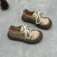 Leather lace up single shoe artistic casual frosted cowhide women's shoes