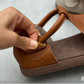 Handmade genuine leather fish mouth sandals, flat bottomed Velcro soft cowhide women's sandals
