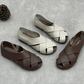 Bag heel lightweight woven hollow breathable sandals flat leather women's shoes