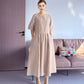 Minibee Women's Cotton Linen Dress Summer Short Sleeve Casual Plaid Flowy A-Line Midi Dresses with Pockets