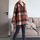 Minibee Women's Flannel Plaid Shacket Long Sleeve Jacket Button Down Shirts Coats with Pockets