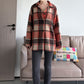 Minibee Women's Flannel Plaid Shacket Long Sleeve Jacket Button Down Shirts Coats with Pockets