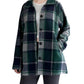 Minibee Women's Flannel Plaid Shacket Long Sleeve Jacket Button Down Shirts Coats with Pockets