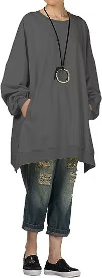 Minibee Women's Oversized Sweatshirt Crewneck Long Sleeve Tunic Shirts Plus Size Pullover Tops Fall Outfits