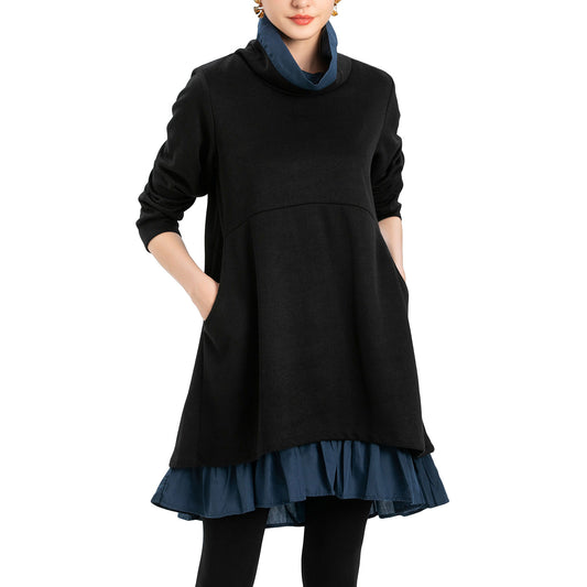 minibee women's ruffle oversize casual midi dresses with pockets Minibee Women's Ruffle Oversize Casual Midi