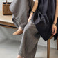Minibee Women's Linen Palazzo Pants Casual Wide Leg Gingham Pant Boho Plaid Loose Trousers with Pockets