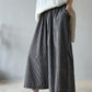 Minibee Women's Linen Palazzo Pants Casual Wide Leg Gingham Pant Boho Plaid Loose Trousers with Pockets