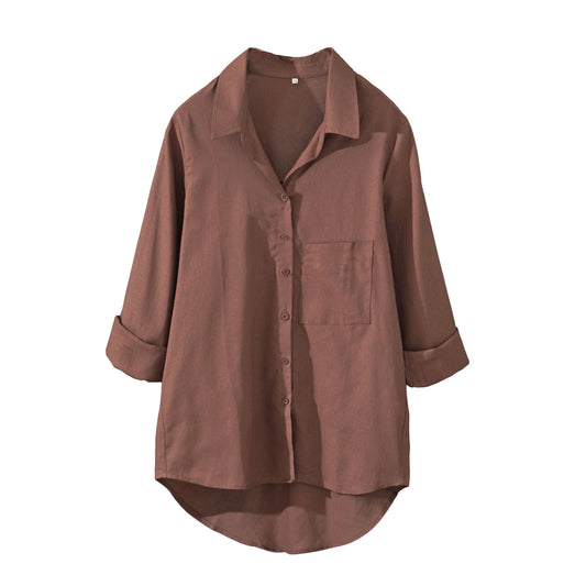 Minibee Women's Cotton Linen Blouses Button Down Shirts Tops